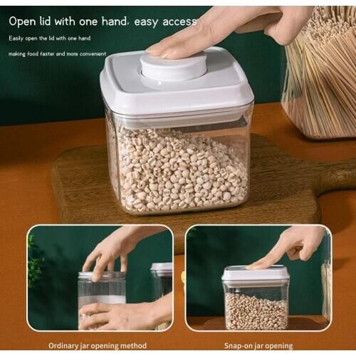 Food Storage Box Container Durable Clear Food-grade Plastic Convenient Button Open Tank Box Kitchen Storage Jars