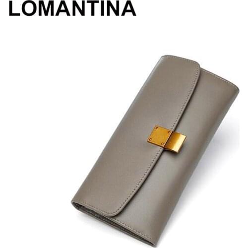 LOMANTINA Genuine Leather Women Wallet Female Long Clutch Lady Walet Portomonee Luxury Brand Money Bag Hasp Girls Purses