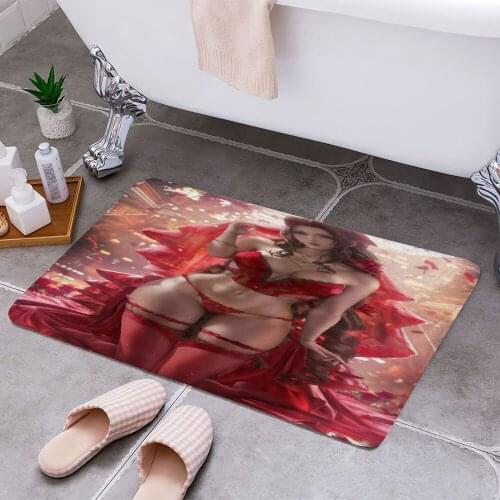 Aerith Red Gown Lingerie 3D Print Doormats Rectangle Non-Slip DoorMat Bedroom Kitchen Entrance Print Door rugs Dropshipping