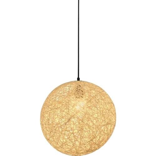 Rattan and Hemp Ball Chandelier Individual Creativity Spherical Rattan Nest Lampshade 20cm