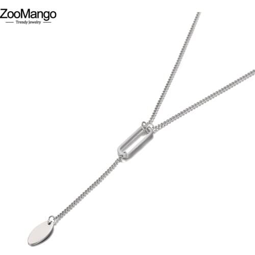 ZooMango Neo-Gothic Punk Style Charm Pendant Necklaces For Women Girls Simple Stainless Steel Link Chain Necklace ZN20176