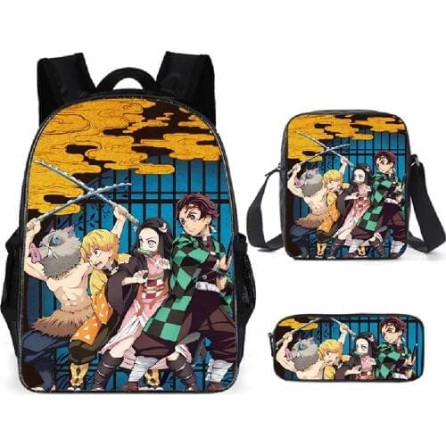 New Anime Demon Slayer Kimetsu no Yaiba Kamado Tanjirou Tomioka Giyuu Cartoon School Shoulder Bag Travel Laptop Bags Pencil Case