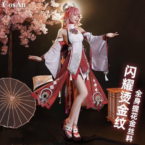 New Arrival Game Genshin Impact Yae Cosplay Costume Lovely Sweet Uniforms Full Set Female Activity Party Role Play Clothing S-XL
