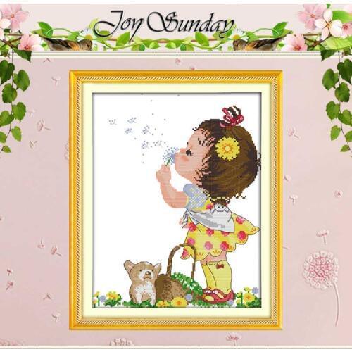Dandelion Girl Patterns Counted Cross Stitch 11CT 14CT Cross Stitch Set Wholesale DIY Cross-stitch Kit Embroidery Needlework