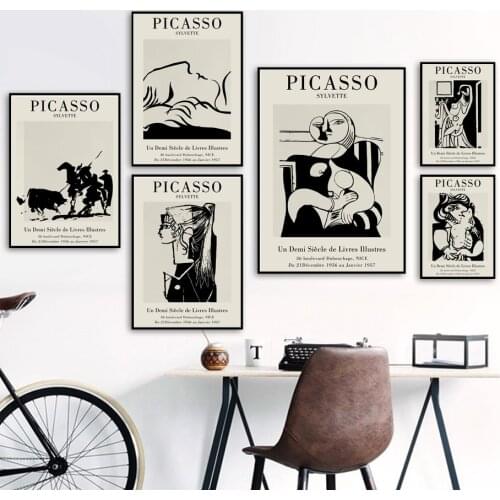Picasso Abstract Figure Drawing Vintage Nordic Posters And Prints Wall Art Canvas Painting Wall Pictures For Living Room Decor