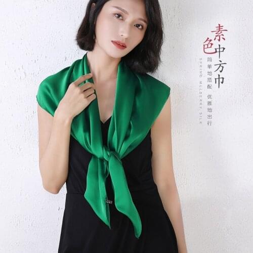 90x90 Pure Color Silk Scarf Hair Women Girl Large Kerchief Hairband Female Spring, Autumn Summer HijabThin Cape Silk Scarf
