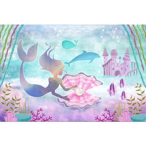 Custom Little Mermaid Corals Rocks Shell background High quality Computer print birthday photo backdrop