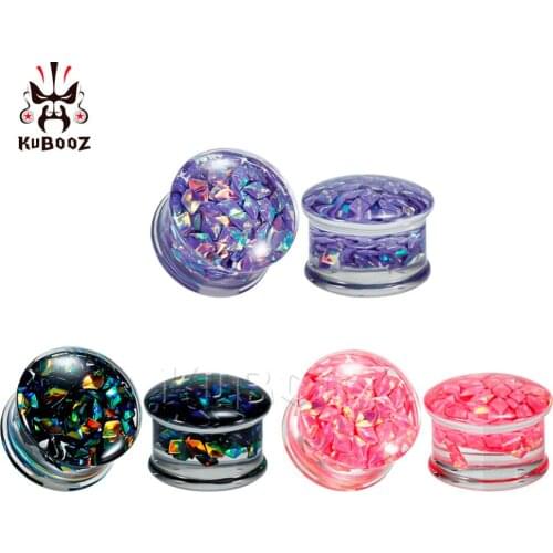 Kubooz piercing transparent double flared acrylic ear plugs and tunnels piercing ear gauges wholesale earrings expander
