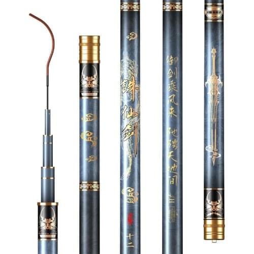 60T Carbon Fiber Fishing Canne 3.6m -7.2m Carp Fishing Pole Hand Olta De Pesca Fishing Gear 4H 5H 6H Hard Taiwan Fishing Rod