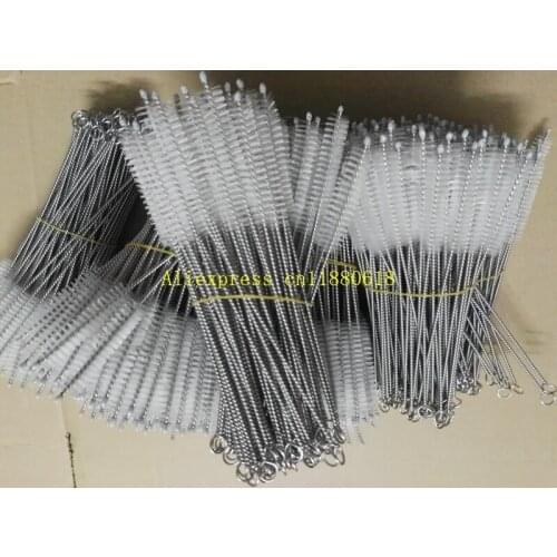 200pcs/lot High quality Stainless Steel Nylon Straw Cleaning Brush Drinking Pipe Tube Cleaner Bottle Clean Tools 205x60x13mm