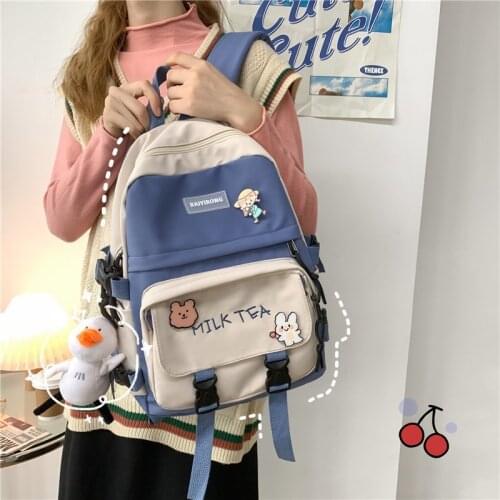 Middle school student schoolbag female Japanese ins College backpack Korean simple school girl backpack