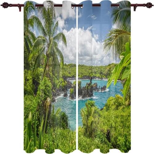 Hawaii Garden Trees Valance Window Curtains for Living Room Bedroom Kitchen Home Ready-made Youth Room Window Curtains