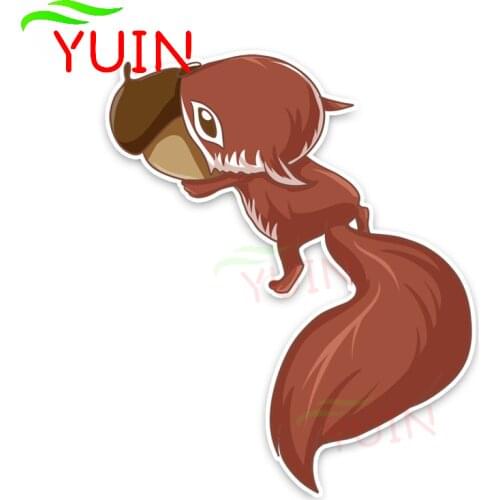 Cute Squirrel Eating Pine Nuts Car Sticker Cartoon Animal Decals Creative PVC Decoration Motorcycle Waterproof Stickers 15*12cm