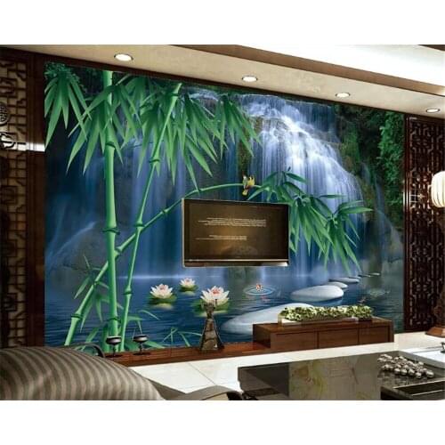 Beibehang Modern 3D wallpaper Bamboo forest lotus cloud artistic background wall decoration mural papel de parede 3d wallpaper