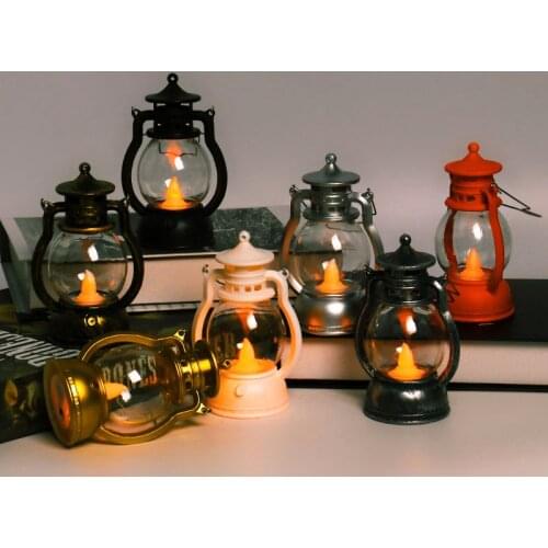 Halloween LED Lantern Retro Oil Lamp Halloween Decoration Desktop Night Light Hanging Ornament Bar Festival Party Home Decor