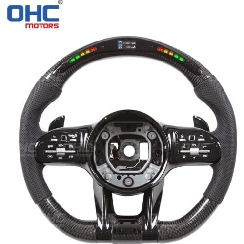 Carbon Fiber LED Steering Wheel compatible for C43 C63 E53 E63 S63 GT GT63 W177 W205,S205 W213 W222 C257 X166 E C GLE GLC Class