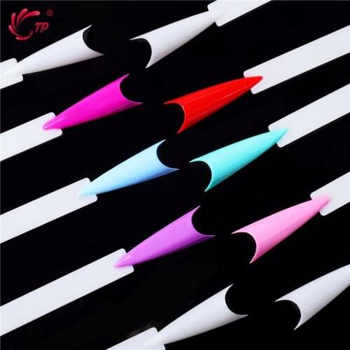 TP 20 Stick/set Fan False Nail Art Display Tips Removable French Acrylic Gel Polish Coloring Practice Training Showing Tool Kit