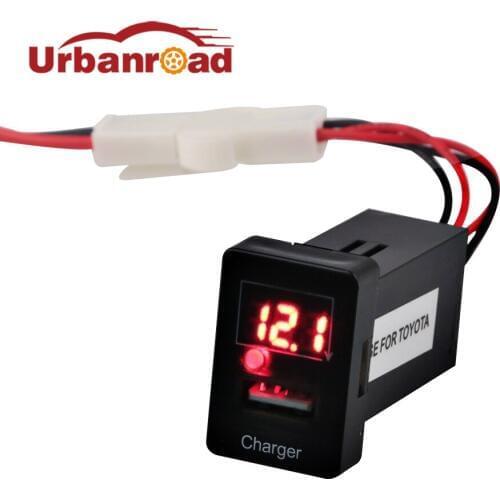For Toyota 5v 2.1A USB Charger Voltmeter 12v Car Voltmeter USB Charger Cigarette Adapter Socket For Iphone Xiaomi Huawei Toyota