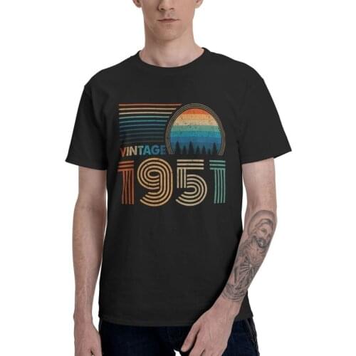 Vintage 1951 T-shirt Men Novelty T Shirt Short Sleeve 70th 70 Years Old Birthday Gift Cool Tshirts 100% Cotton Tee Tops Clothes