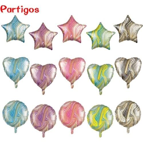 10pcs 18inch Agate Star Heart Round Foil Helium Balloon Birthday Party Wedding Decoration Aluminum Balloons Kids Toys Air Globos