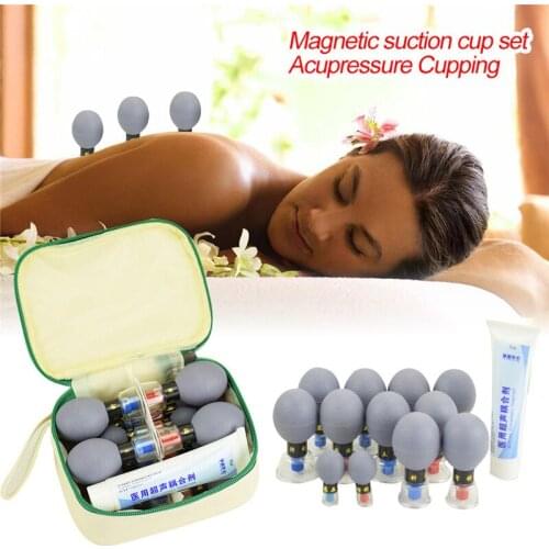12PCs Vacuum Magnetic Therapy Suction Cup Meridian Acupuncture & Moxibustion Cupping Detox Body Cupping Massager Set