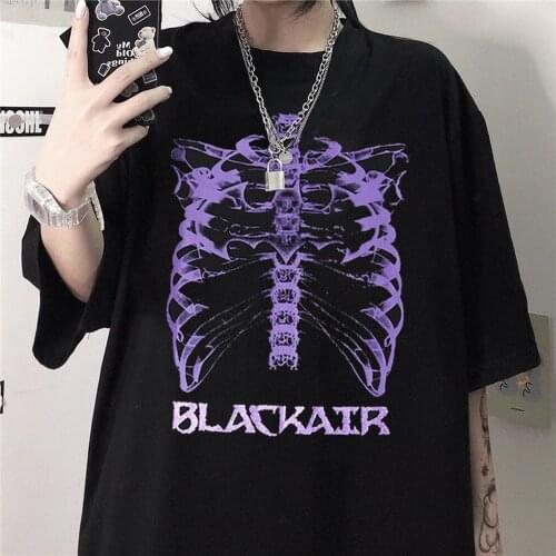 2021 Y2k Tops Summer Grunge Goth New Printed Woman Tshirts Korean Short-sleeved Skull T Shirt