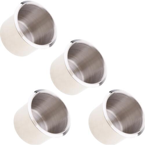 4 Pieces Stainless Steel Cup Drink Holders Recessed Cup Holder RV for Marine Boat Yacht RV Camper Truck - 68x55mm
