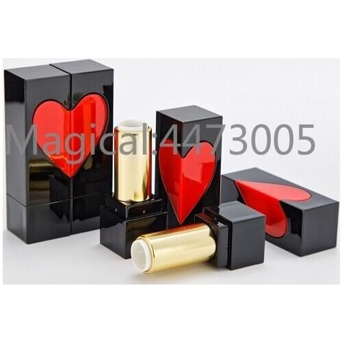5/10/30/50/80pcs/lot DIY Empty Red Heart Black Square Lipstick Tube Handmade Lip Balm Tubes Gloss Packing Containers bottle