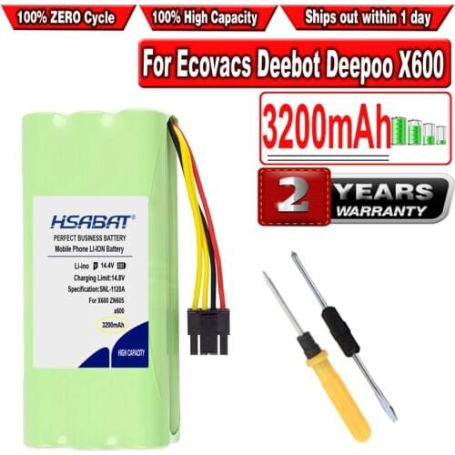 HSABAT 3200mAh Ni-MH Battery for Ecovacs Deebot Deepoo X600 ZN605 ZN606 ZN609 Midea Redmond Vacuum Cleaner