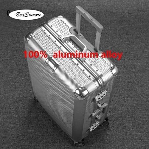 BeaSumore 100% aluminum alloy Brand Rolling Luggage Spinner 28 inch High capacity Women Trolley Men Business Suitcase Wheels