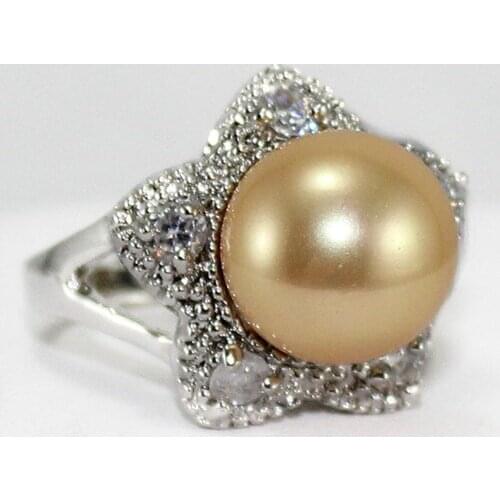 Free Shipping !12MM Beads Red/Glod /Pink/Blue/green South Sea Shell Jewelry Ring