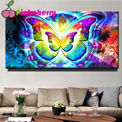 Large diy diamond painting Colorful butterflies full diamond embroidery Round drill mosaic wall painting Animal Bird k666