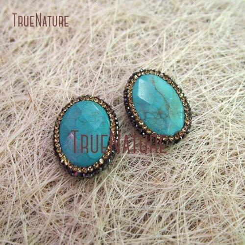 10Pcs Latest Champagne Gunblack Rhinestone Pave Faceted Oval Shape Loose Beads Green White Turquoises Beads Sale 29x22mm BE447