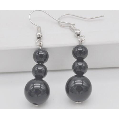 Black Carnelian Stone Beads GEM Earrings Jewelry T223