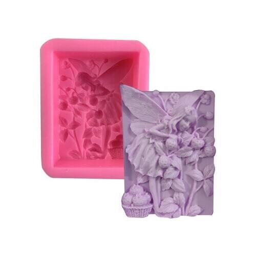 Elf Girl Flower Silicone Mold Mousse Ice Cream DIY Angel Wings Girl Soap Mold Handmade Soap Mold Candle Plaster Epoxy Mold
