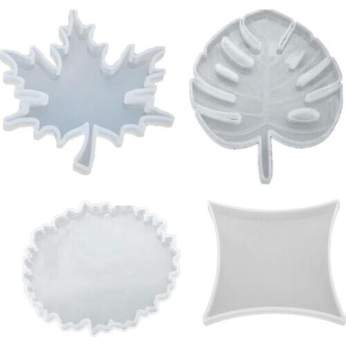 DIY Coaster Carfts Epoxy Mold UV Resin Crystal Round Maple Leaf Silicone Molds