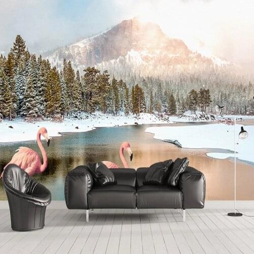 Custom Mural Wallpaper Nordic Flamingo Landscape Background Wall Painting Living Room Dining Room Home Decor Papel De Parede 3 D
