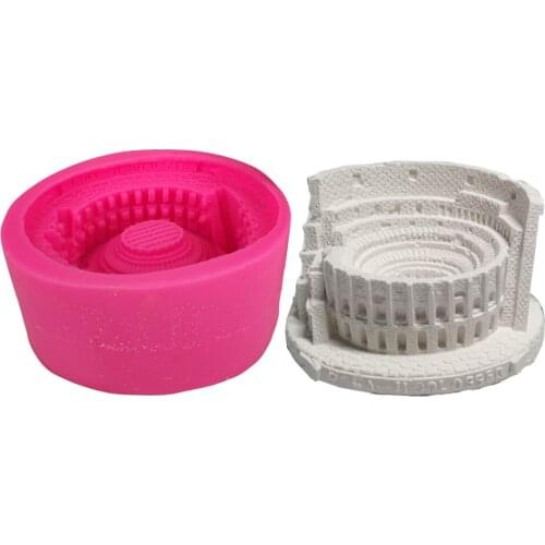 Innovative 3D Toy Coliseum Silicone Mold Concrete Cement Italy Coliseum Ornament Silicone Mold Concrete Custody