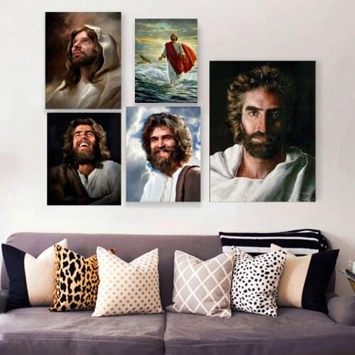 God Jesus Christ Picture Home Decor Retro Wall Art Prints and Posters Portrait Canvas Painting for Living Room Bedroom Decor