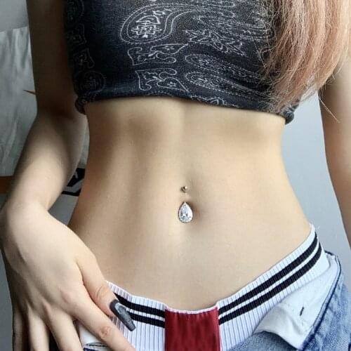 925 sterling silver bell piercing heart cubic zircon navel ring fashion body piercing jewelry