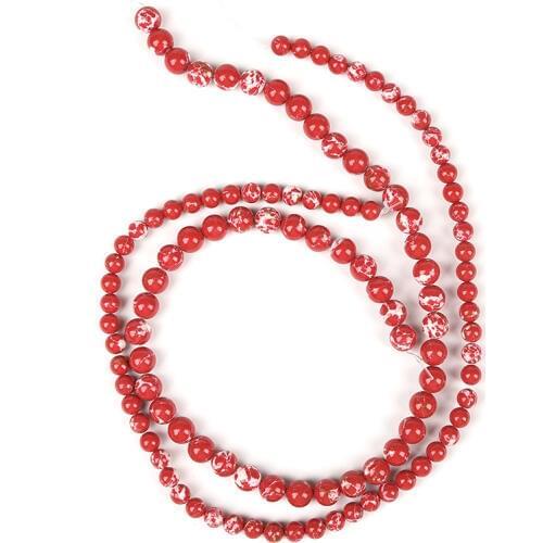 Globular Beads round and Smooth and Red and white pattern 4/6/8/10 MM Synthesis emperor stone loose beads
