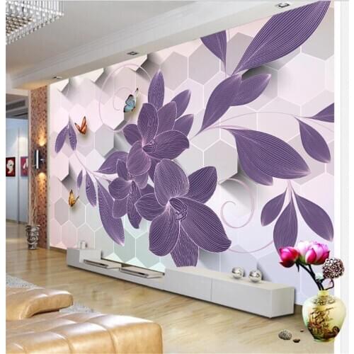 Milofi customized large photo decoration wallpaper mural 3D fashion romantic line flower background wall