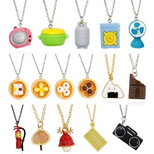 Fashion Necklace Steamed Cake radio TV Fan gas cooker Light bulb Abacus Fan Fire Extinguisher Chocolates Sushi Drop Necklace