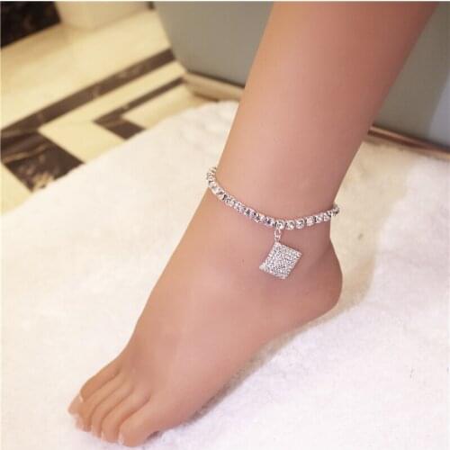 Fashion Brand Designer Charming Wedding Crystal Bracelet Anklet Women Jewelry Shiny Rhinestone Chain Anklet for Female 2021 New