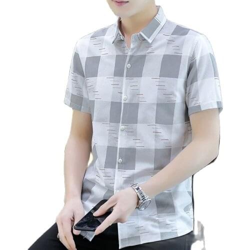 Shirt mens short sleeve summer new mens shirt personality leisure go with everything