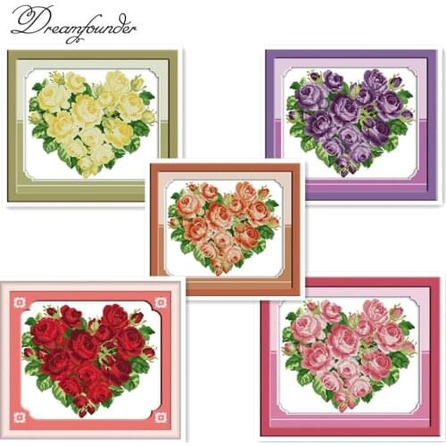 Closer hearts cross stitch kit flower 18ct 14ct 11ct count printed canvas stitching embroidery DIY handmade needlework