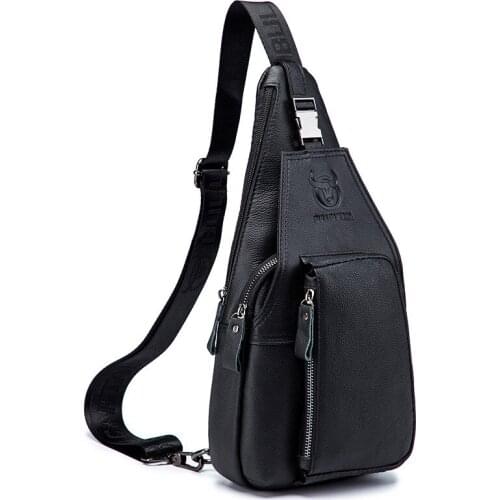 Anti-theft Genuine Leather chest bag mens Crossbody bag shoulder messenger bag casual fashion multifunctional male chest Pack