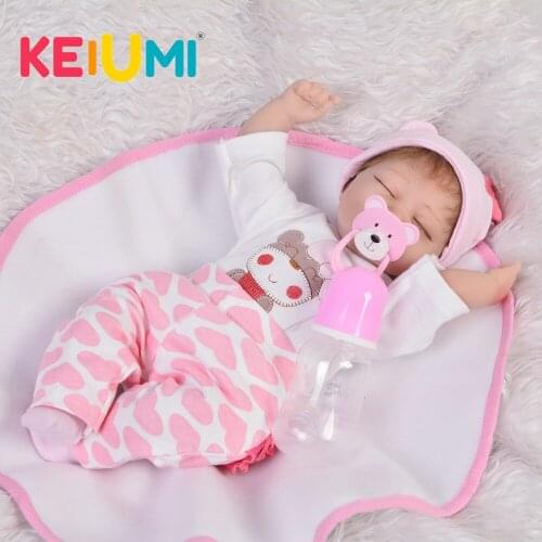 Adorable 17 Inch Cloth Body Baby Girl Dolls Newborn Realistic Sleeping Reborn Dolls Babies For Kids Bedtime Toys XMAS Gift
