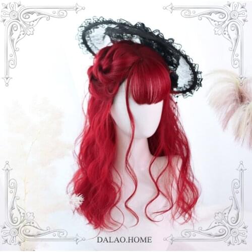 High Quality Harajuku Soft Sister Lolita 45Cm+ Short Curly Air Bangs Wig Cosplay Costume Party