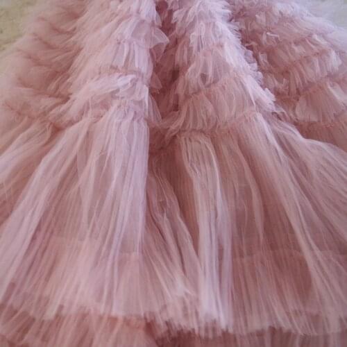Mauve Pink Ruffle Fabric For Cake Dress Frilled Fabric For Tutu Dress Photography Prop Backdrop Wedding Tablecloth Wedding Prop